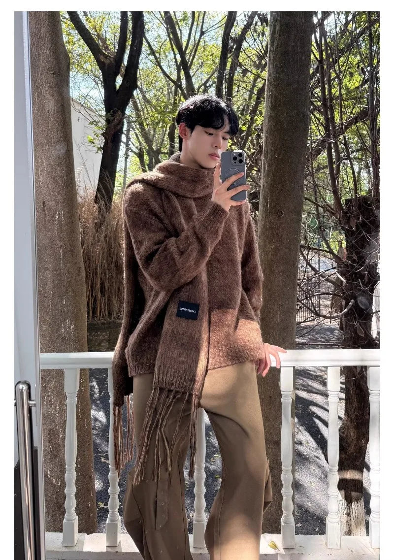 layered flame street knit, photo-ready knit, trendy urban fashion top for men, layered streetwear look