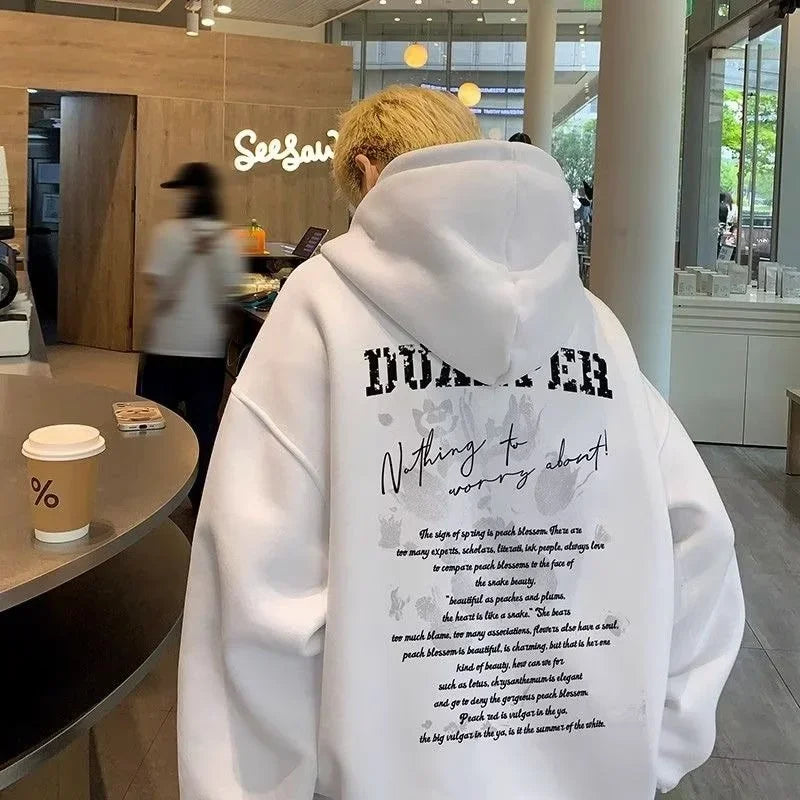 Autumn Mens Goth Letter Printed Pullover Hoodies Y2K Streetwear Fashio