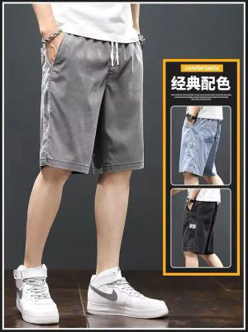 casual denim shorts mens 2024 summer trend ins pop japanese gothic hip hop loose casual cargo five quarter pants korean fashion combat utility trousers
