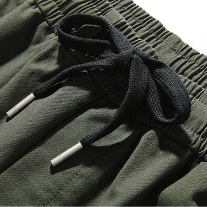 mens side pockets cargo pants elastic waist trousers streetwear hip hop loose fit ankle drawstring military sweatpants joggers unique joggers style 4675