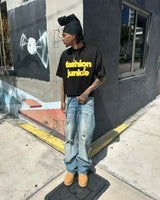 Vaporwave Chrome logo – Y2K Streetwear Gothic Straw Letters Oversized Printed T Shir