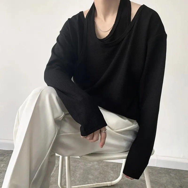 Anime Aesthetic piece – Mens Double Layer Irregular Casual Tops Genderless 2024 Spri