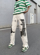 men punk denim pants y2k streetwear hip hop graffiti graphic print straight jeans pants fashion harajuku casual trousers grunge unique jeans style 3619
