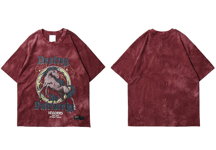 Sadcore Vintage t-shirt – 2023 Tshirt Streetwear Retro Tie Dyed House Graphic T Shirts