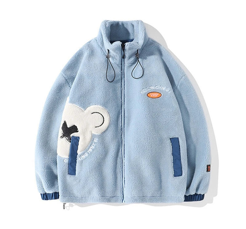 rainbowtouches mens jackets high street fashion cashmere coat autumn and winter loose printing plush for warmth unisex grey s - variant style 4998a8 for streetwear fashion