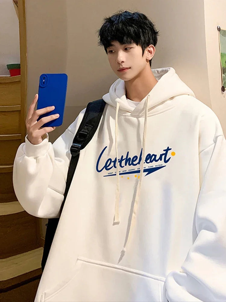 Autumn Letter Print Hoodie Fashion Men Harajuku Aesthetic Pullover Hoo