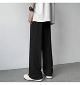 summer texture straight pants for men korean fashion baggy wide leg trousers casual drape pleated striped y2k pantalones hombre unique default style 505