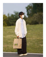mens casual 2 pcs sets fake two pieces cotton shirt corduroy street wide leg pants sets japanese college retro couples suit unique default style 4563