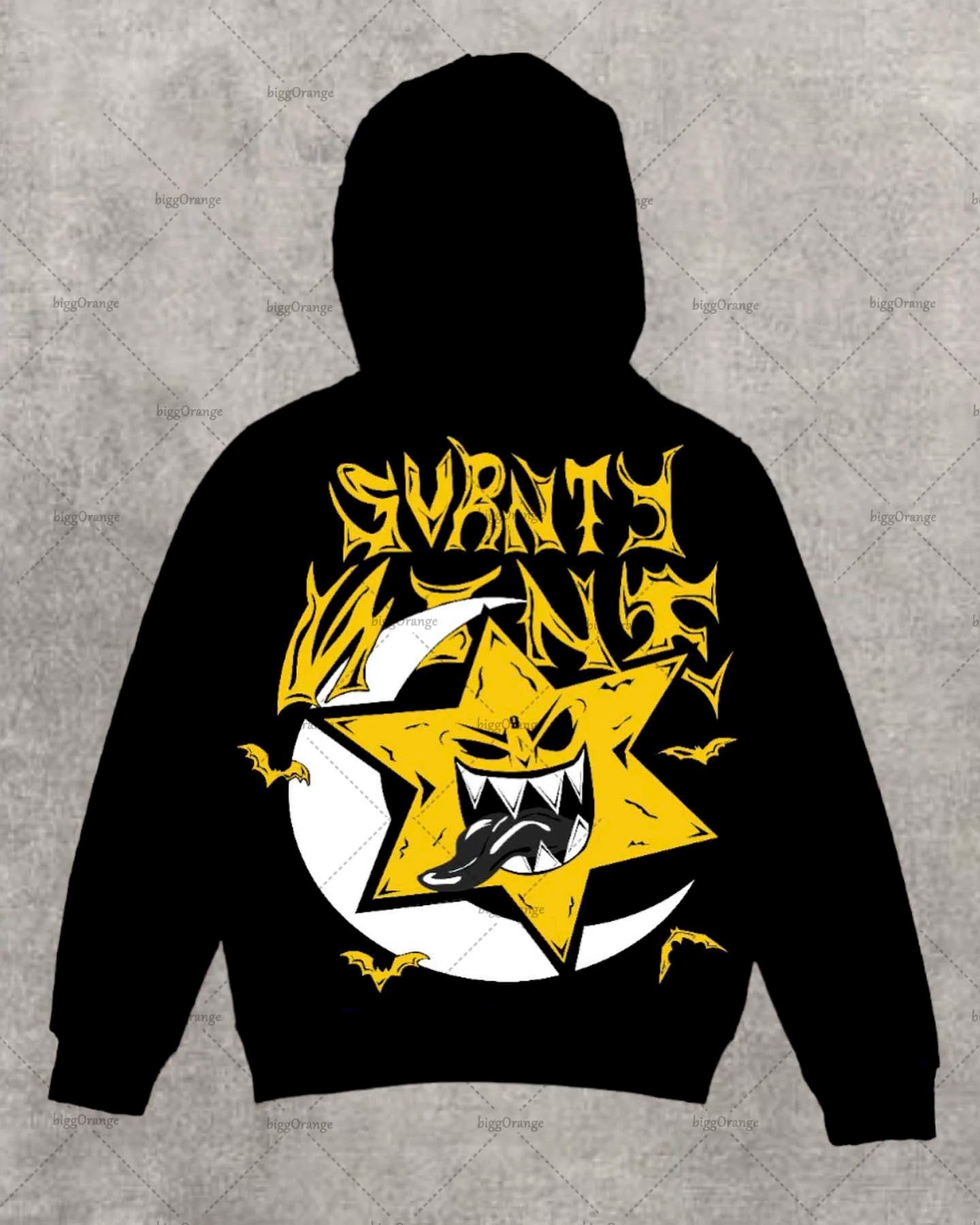 American Gothic Cartoon Letter Print Oversized Hoodie Womens Y2K Stree