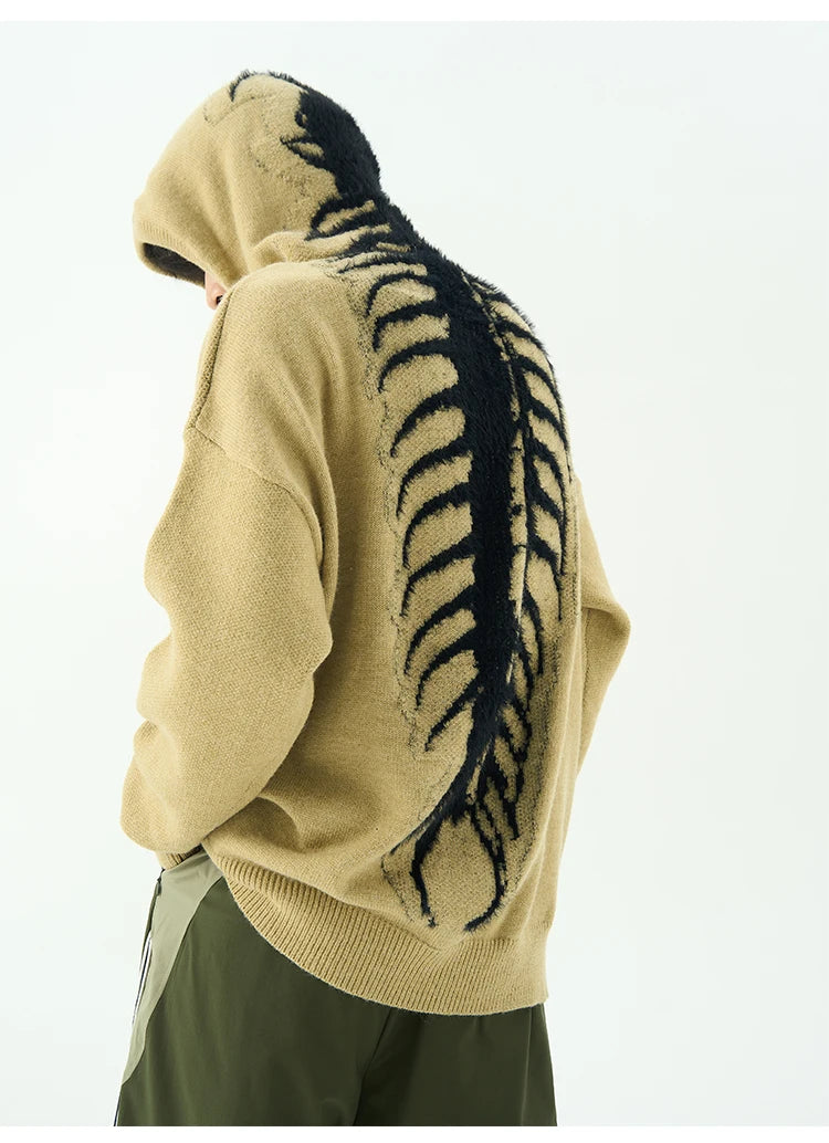 hip hop knitted pullover, bold design pullover, cozy fashion fit, stylish street outfit, modern aesthetic appeal