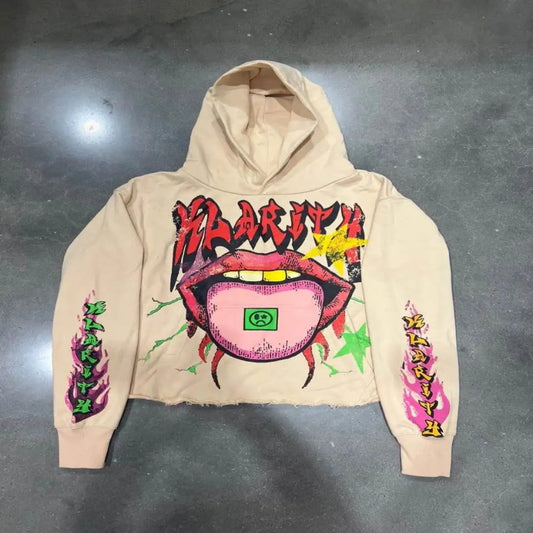 Streetwear oversized hoodie with urban graphic prints