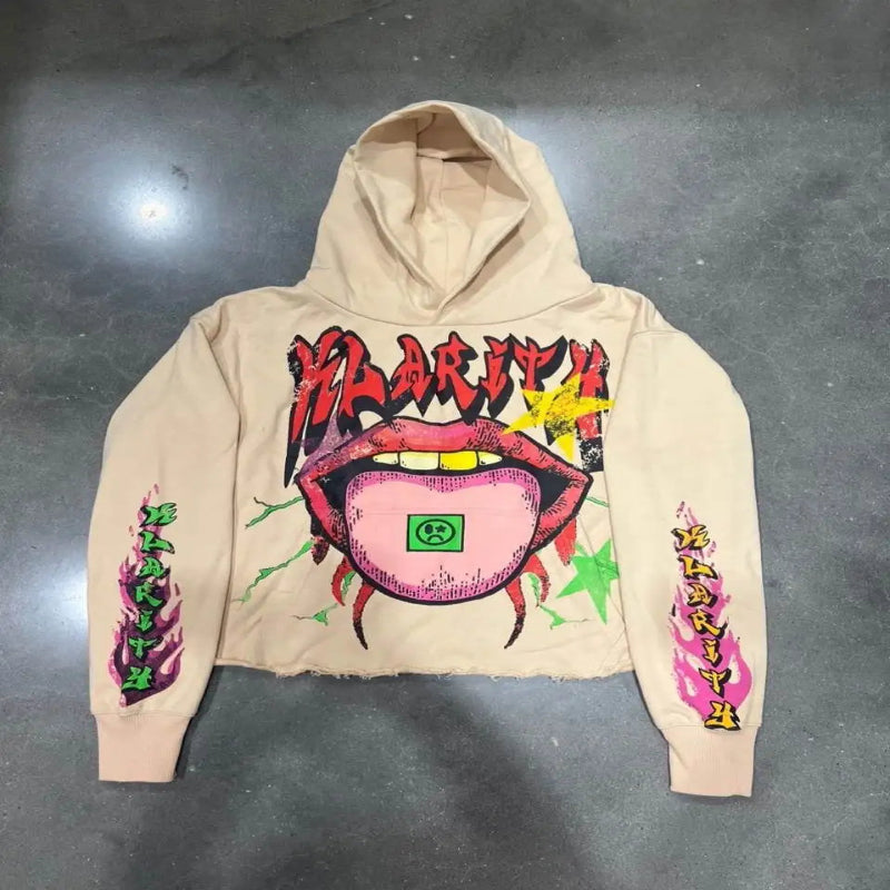 Streetwear oversized hoodie with urban graphic prints