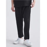 summer pleated pants men fashion gray black casual pants men japanese streetwear loose straight pants mens ice silk trousers unique default style 3700