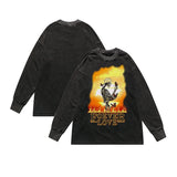 Rainbowtouches Men's Sweatshirts Hip Hop Comfortable Popular Pattern Vintage Street Wear Black Skulls Printing Long Shirts