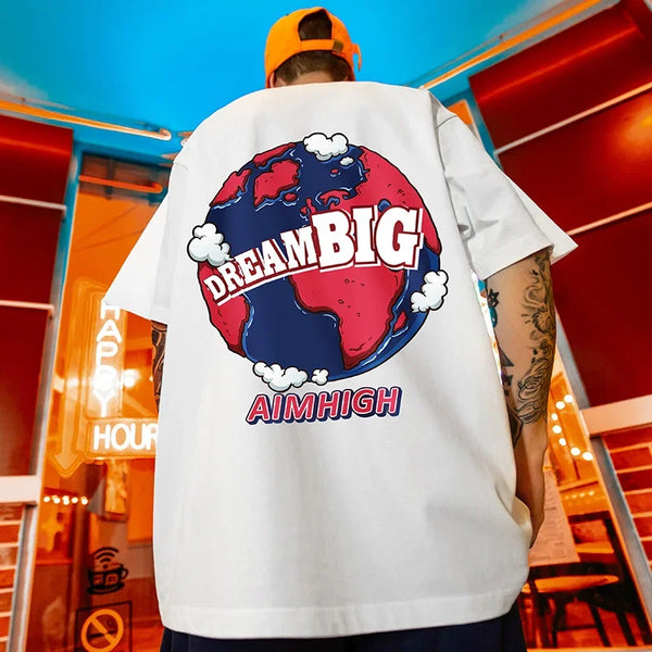 Skatercore Barcode glitch – Summer Funny Earth Printed T Shirt Men Creativity Oversized