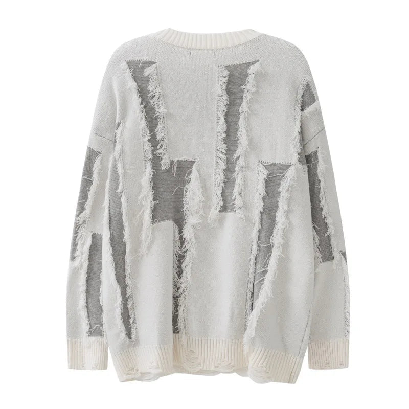 hip hop knitted oversized sweater mens ripped tassel holes pullover streetwear unisex new casual loose sweaters jumpers knitwear - urban fashion pullover, graphic printed hoodie for men and women, vintage look oversized hoodie