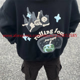 2024 New Autumn Winter Vintage Velvet Hoodie Long Sleeve American Heav