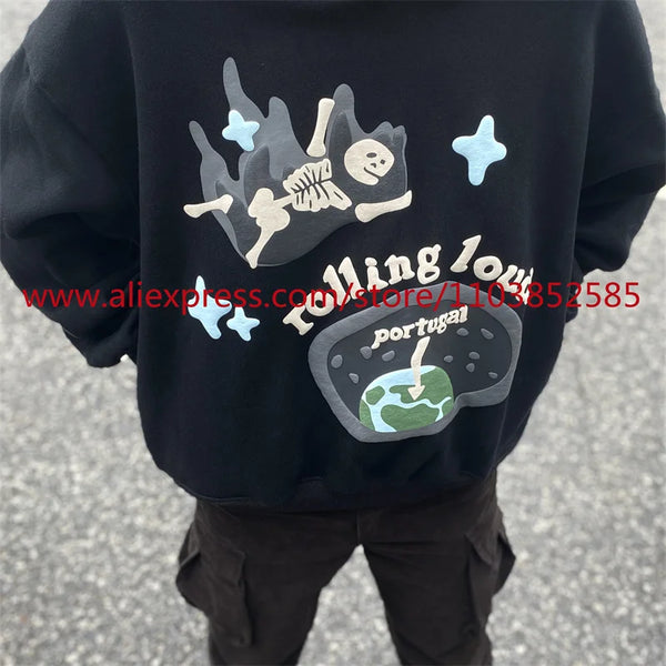 2024 New Autumn Winter Vintage Velvet Hoodie Long Sleeve American Heav