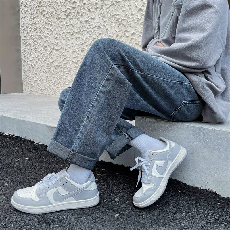 2023 spring new luxury fashion loose straight jeans men retro fashion high street pants boutique clothing simple style unique jeans style 3807