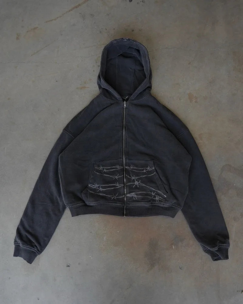 European And American New Dark Style Printed Oversized Hoodie Men Y2K
