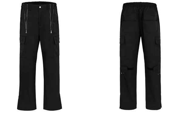 fashion zipper open waist pants with side pockets cargo pants trousers streetwear hip hop military casual pants joggers men unique joggers style 981
