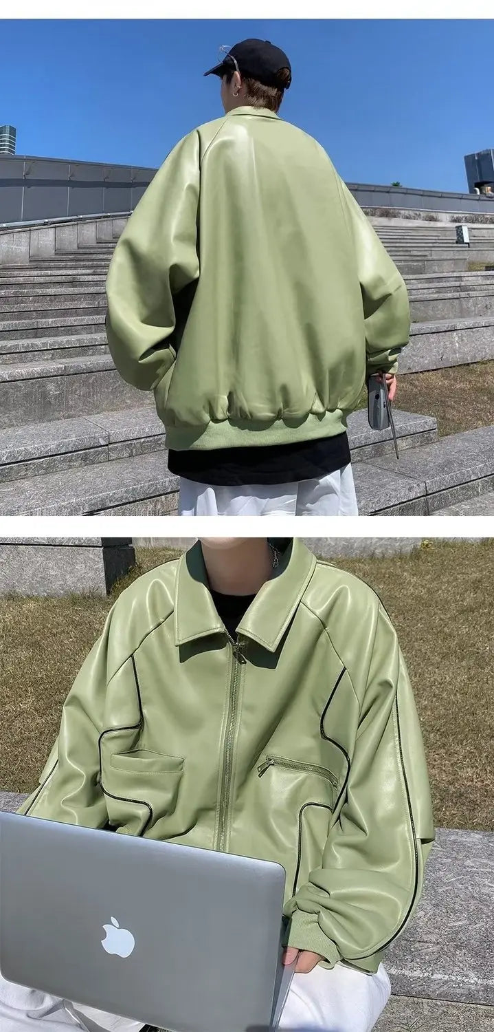American Retro Pu Leather Jacket Spring And Autumn Hiphop High Street