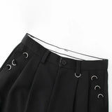 mens casual suit trousers buckle decoration british straight pants streetwear fashion niche commuter pants mens clothing 2024 unique default style 92