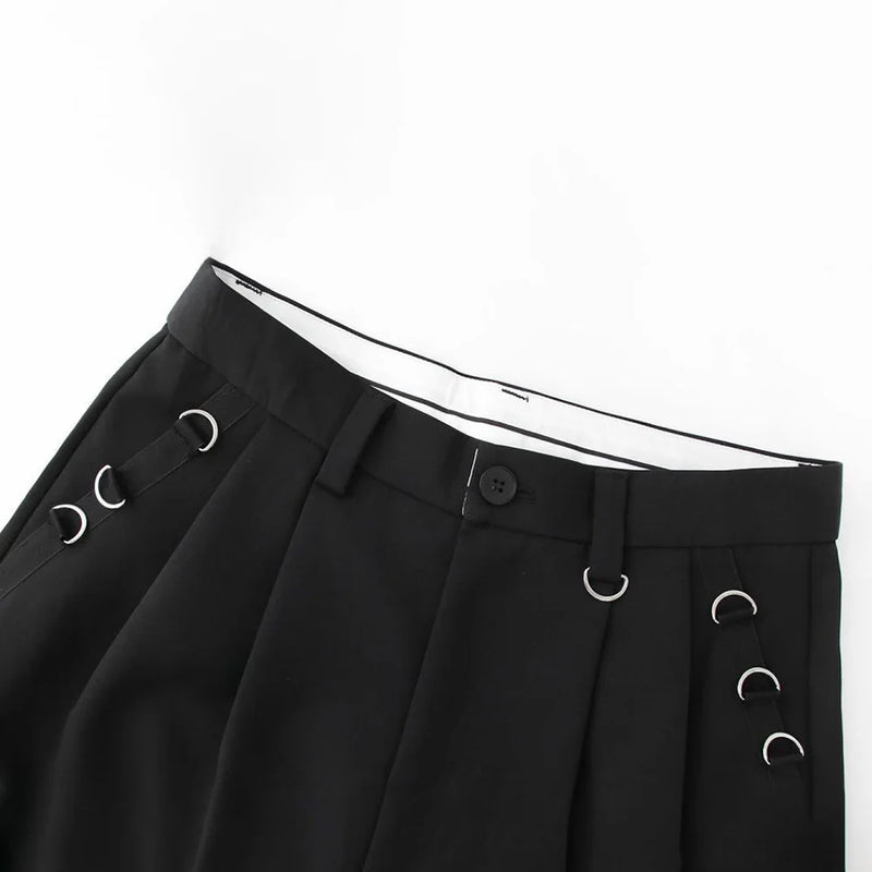 mens casual suit trousers buckle decoration british straight pants streetwear fashion niche commuter pants mens clothing 2024 unique default style 92