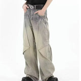2024 new hip hop wide leg jeans for men washed distressed baggy denim trousers high street deconstruction cargo jean y2k pants combat utility trousers