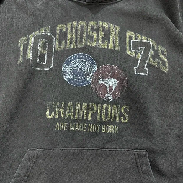 Baggy rapper-style hoodie with oversized street graphics