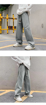 men jeans straight leg jeans boys american fashion wash old side stripes wide leg pants autumn vintage overalls unique jeans style 3909