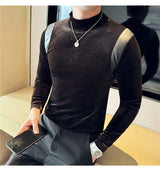 Trapwear Graphic tee – Turtleneck Stretch Slim Fit T Shirt Men Long Sleeve Thicken