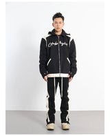 hip hop loose fit elastic waist pants fashion streetwear pants men casual loose bottom zipper drewstring sportwear pants joggers unique joggers style 2148