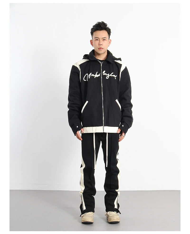 hip hop loose fit elastic waist pants fashion streetwear pants men casual loose bottom zipper drewstring sportwear pants joggers unique joggers style 2148