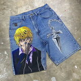 popular casual rem print sweatpants fashion y2k baggy jeans wide leg denim shorts pants harajuku streetwear trouser men clothing unique joggers style 4930
