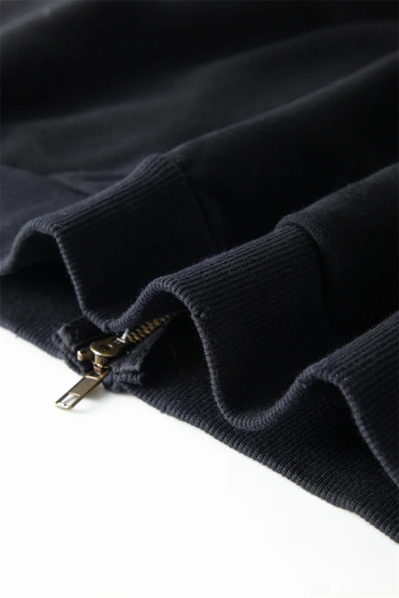 anime barcode glitch featuring mens oversize long sleeve washed double zipper cardigan hoodies loose plus plush gradient womens hooded pullovers winter