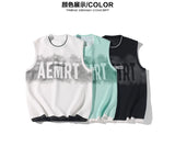 Y2k Oversized shirt – Hip Hop Street Mens Tank Tops Retro Gradient Letter Print Sl
