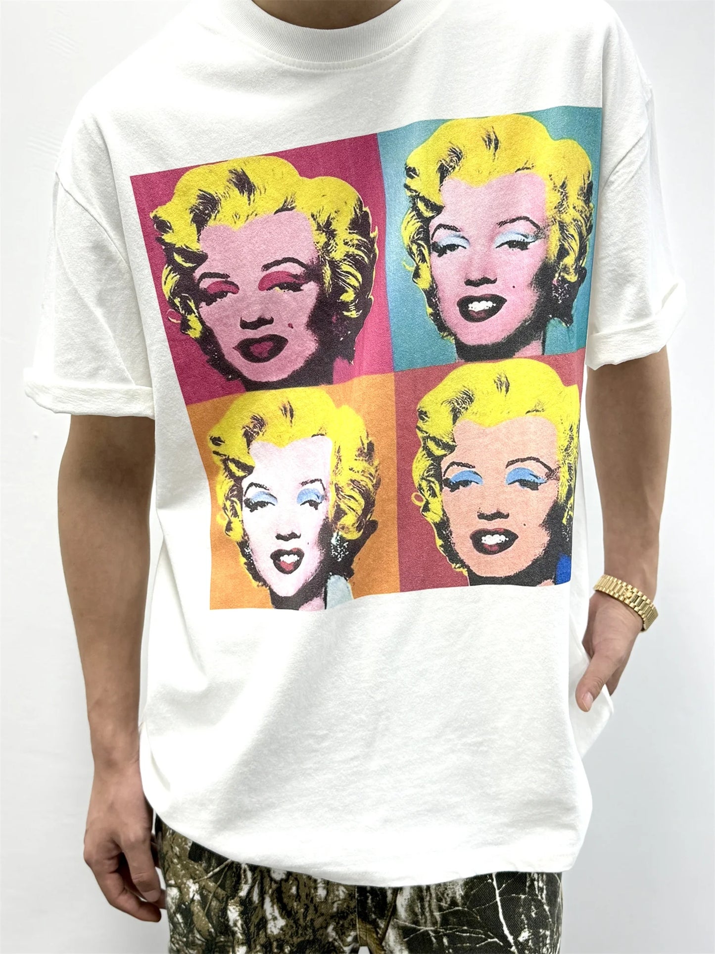 sadcore graphic tee featuring vintage summer monroe portrait print streetwear hip pop style high street white tops t shirt