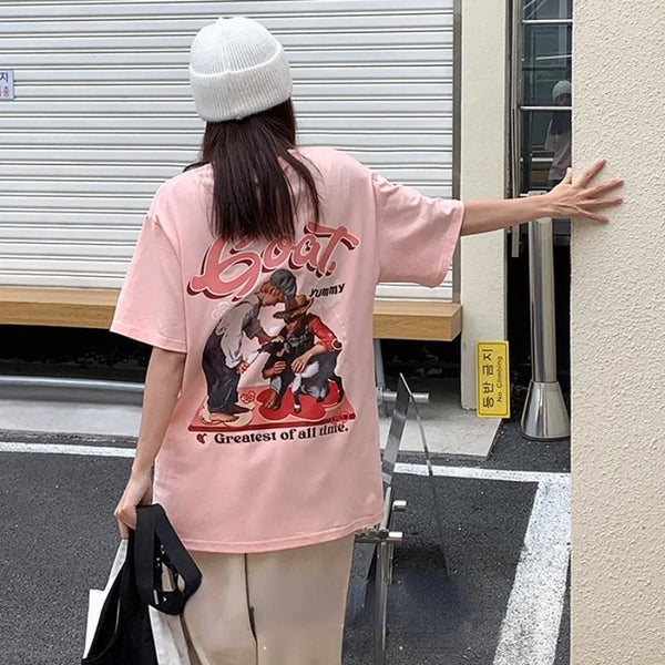 Glitchcore Aesthetic piece – Harajuku Anime Printed Streetwear T Shirt Mens Hip Hop T Shi