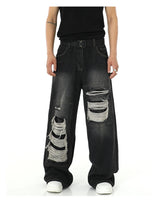 fashion ripped holes denim jeans harajuku patchwork straight jean trousers y2k trouser mens hip hop streetwear baggy jeans pants unique jeans style 4598