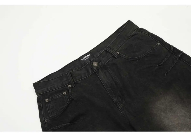 hip hop american trend retro straight leg washed denim jeans spring and autumn high street couple loose wide leg casual pants unique jeans style 619