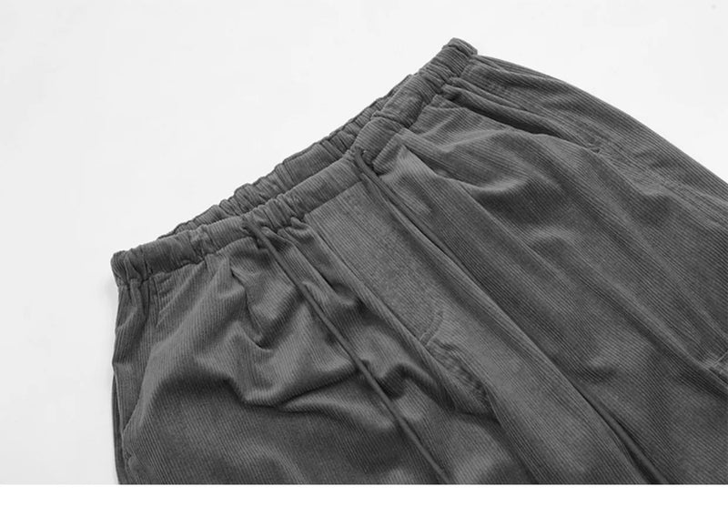 women high street corduroy pants casual elastic waist side pocket loose straight pant unisex hip hop y2k loose streetwear jogger unique joggers style 2368