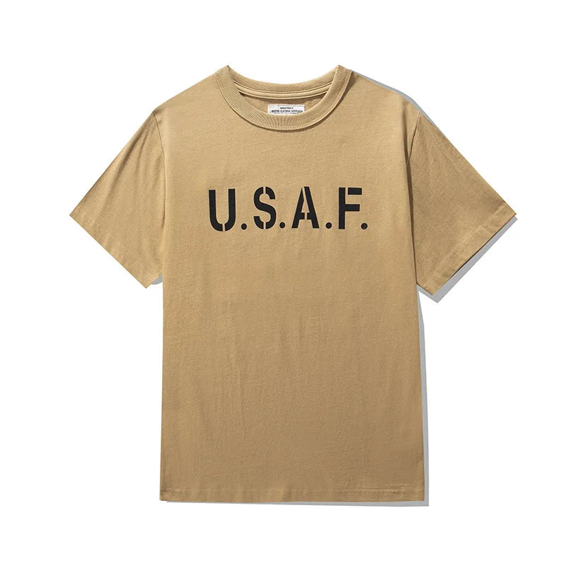 Y2k Oversized shirt – Amekaji Vintage Printed T Shirt Men 2023 Spring Summer New M