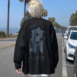 Korean Personalized Street Buckskin Sweatshirt for Men in Autumn and Winter New Trendy Y2K American Retro Student Round Neck Top