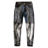 fashion distressed washed ripped destroied denim jean pants mens zipper skinny biker jeans hip hop streetwear slim pants joggers unique joggers style 1196