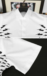 New 2021 Men Classic NEIL BARRETT thunder Fashion Cotton Casual Shirts Shirt high quality Pocket Short sleeves S 2XL #A8