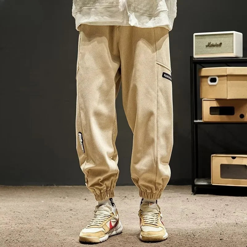 autumn spring men corduroy pants casual jogging sweatpants hip hop fashion streetwear joggers trousers y2k baggy pantalones relaxed fit joggers