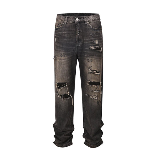 streetwear frayed hole distreesed ripped baggy jeans for men and women pantalones hombre y2k casual denim trousers oversized vintage washed jeans