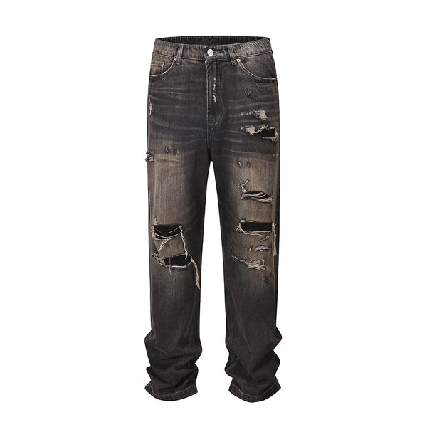 streetwear frayed hole distreesed ripped baggy jeans for men and women pantalones hombre y2k casual denim trousers oversized vintage washed jeans