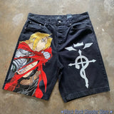 popular casual rem print sweatpants fashion y2k baggy jeans wide leg denim shorts pants harajuku streetwear trouser men clothing unique joggers style 4927